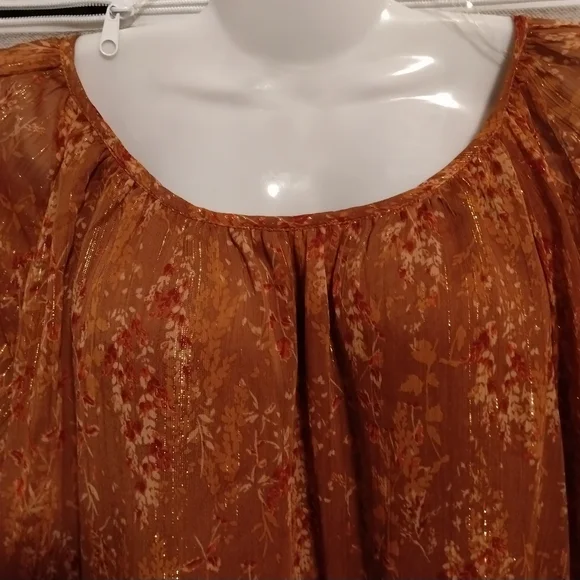 🆕🍁 Andree by Unit Peplum Ruffle Hem Peasant Blouse - Picture 4 of 15